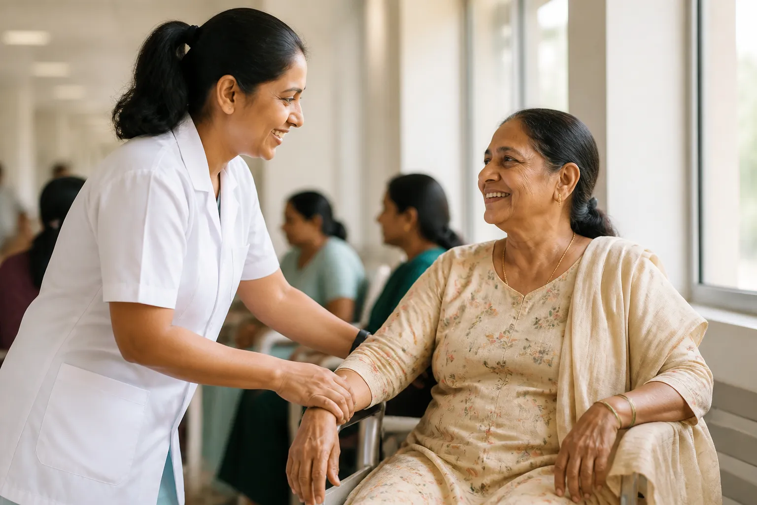 Compassionate outpatient medical care moment