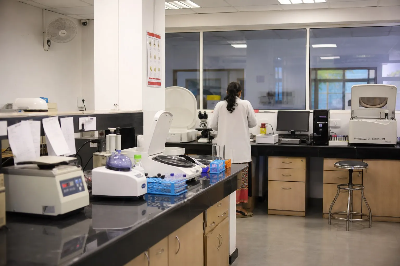 Hospital diagnostic laboratory with clinical equipment