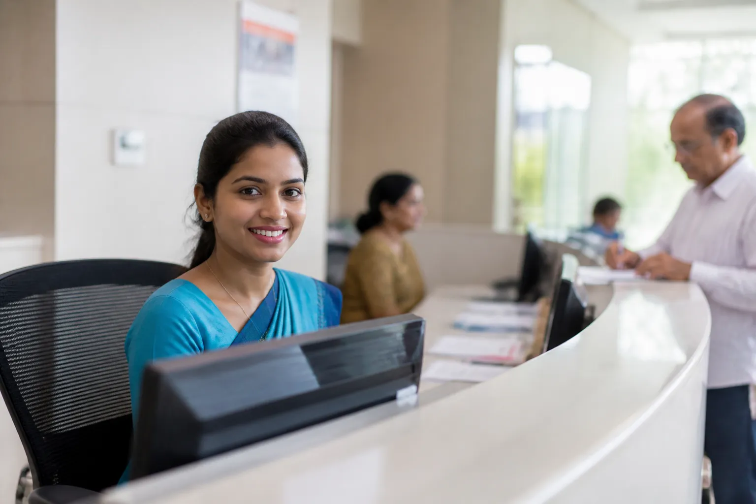 Appointment desk at a hospital front office